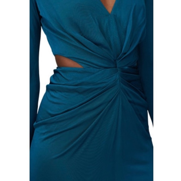 NWT Haney Sara Gown Teal Blue Twist Front Dress - Picture 3 of 16